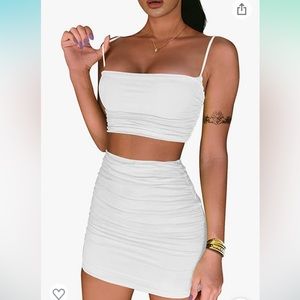 White Ruched Skirt set size small